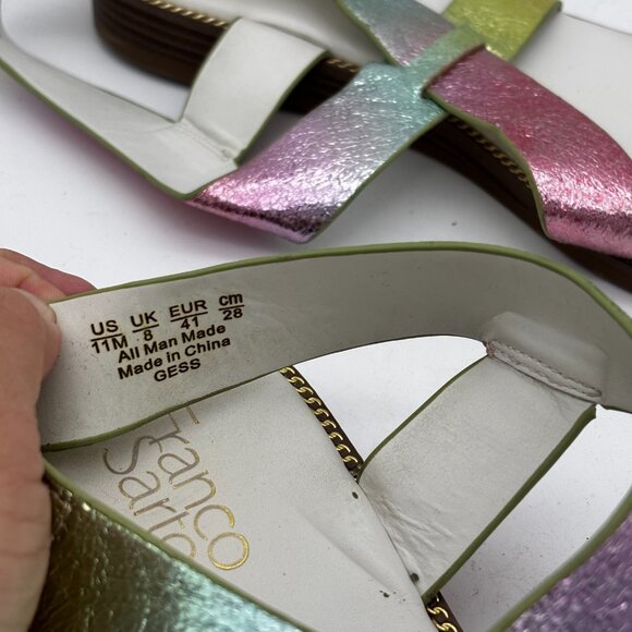 Franco Sarto Womens Size 11 Metallic Rainbow Thong Sandals Flat Comfort Summer - Picture 5 of 7